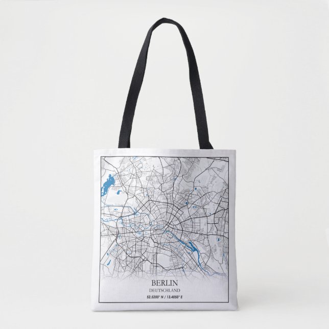 Bolso De Tela Berlín Deutschland Alemania Coordenadas del mapa d (Anverso)