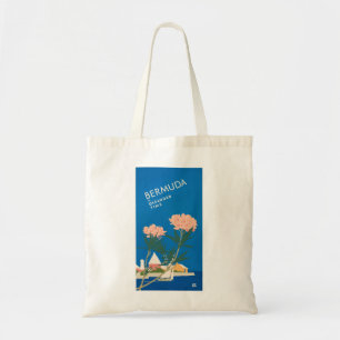 Bolso De Tela Bermuda Beach Flowers Retro Vintage Poster