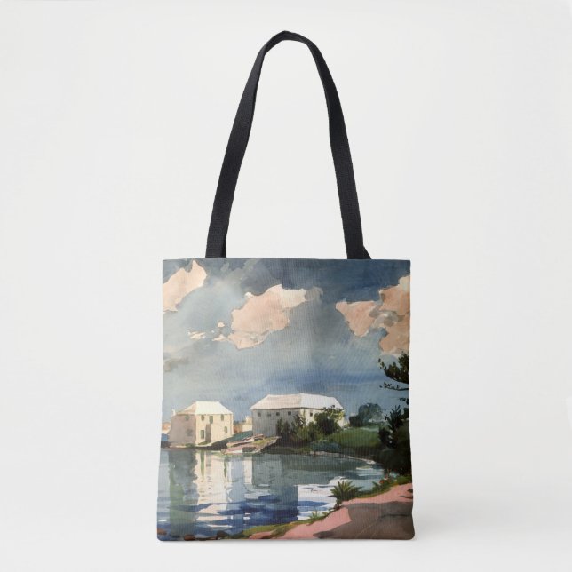 Bolso De Tela Bermudas, arte de Salt Kettle, (Anverso)