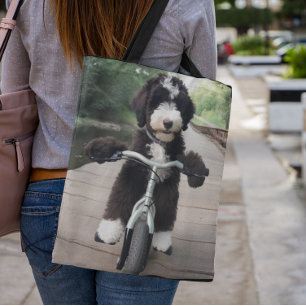 Bolso De Tela Bernedoodle Bike Ride Tote Bag
