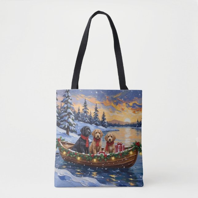 Bolso De Tela Bernedoodle Christmas Boat Holiday (Anverso)