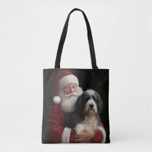 Bolso De Tela Bernedoodle con Navidades festivos de Santa Claus