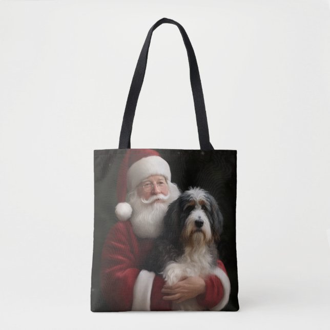 Bolso De Tela Bernedoodle con Navidades festivos de Santa Claus (Anverso)
