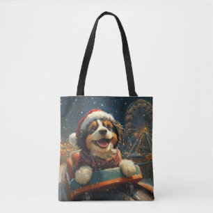 Bolso De Tela Bernedoodle Dog Roller Coaster Navidades
