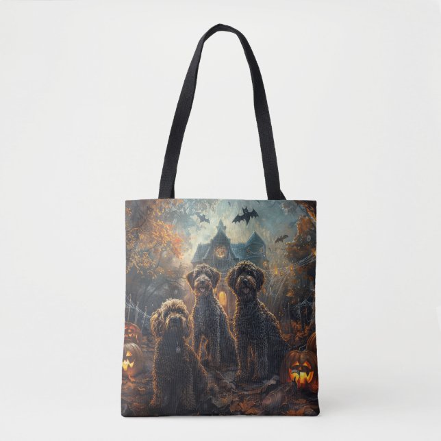 Bolso De Tela Bernedoodle Halloween Noche Doggy Delight (Anverso)