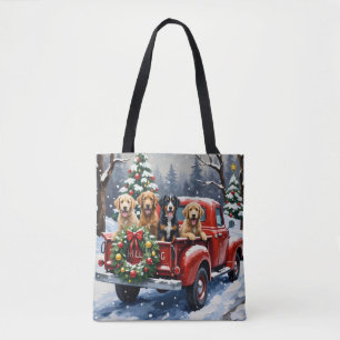 Bolso De Tela Bernedoodle Navidad Camión Rojo Fiesta