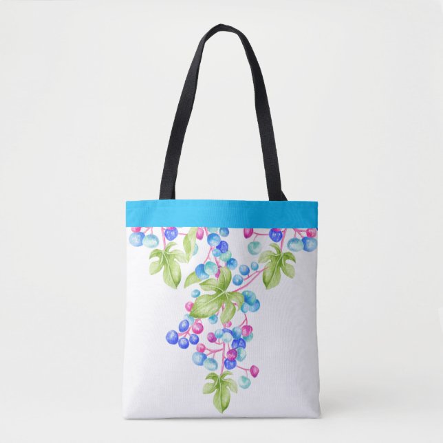 Bolso De Tela Berries de porcelana en un Tote (Anverso)