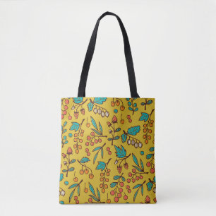 Bolso De Tela Berries en ramas, patrón de naturaleza sin fisuras