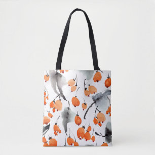 Bolso De Tela Berries, hojas acuarela, ilustracion de tinta, cos