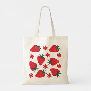 Bolso De Tela Berry Bloom – Tote Floral de Fresa Juguetón