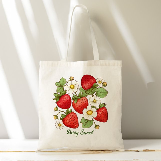 Bolso De Tela Berry dulce fruta fresa cereza novia ducha favores (Berry sweet fruit strawberry tote bag bridal shower favors bridesmaid gifts gifts for her)