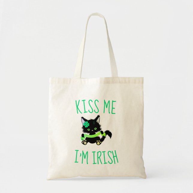 Bolso De Tela Bésame, soy un amante del gato irlandés (Frente)