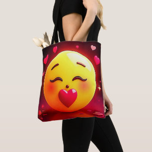 Bolso De Tela Besando Emoji de corazones onando