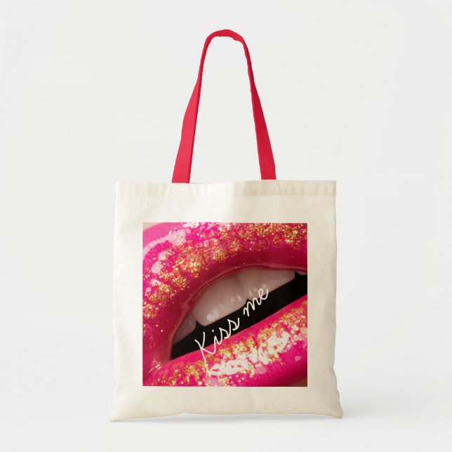 Bolso De Tela besarme amor labios fondo de lápiz labial Funda-Ma (Frente)