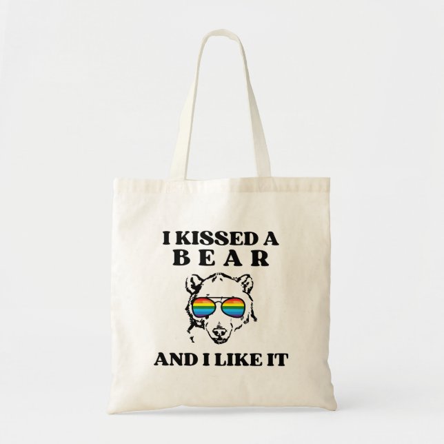 Bolso De Tela Besé Un Oso Y Me Gustó Graciosamente (Frente)