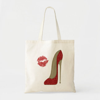 Bolso De Tela Beso y estilete rojo del cordón