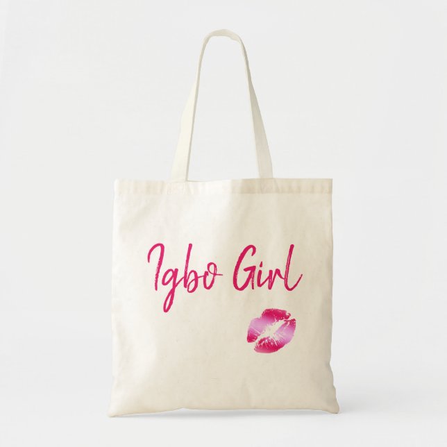 Bolso De Tela Besos Chicas Igbo Rosa bonito (Frente)