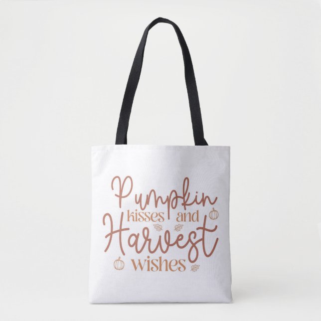Bolso De Tela Besos de calabaza y deseos de cosecha (Anverso)