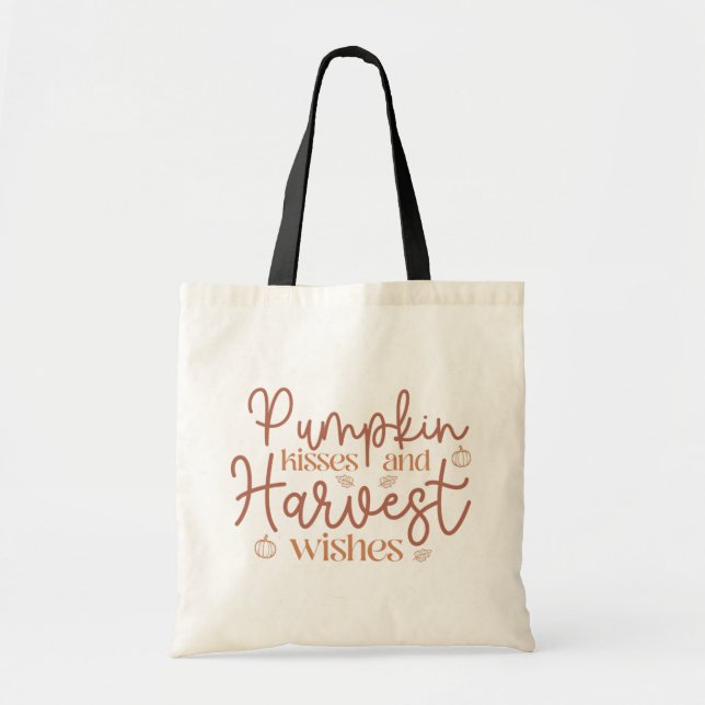 Bolso De Tela Besos de calabaza y deseos de cosecha (Frente)