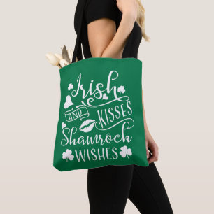 Bolso De Tela Besos irlandeses y deseos de Shamrock