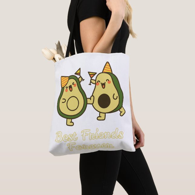 BOLSO DE TELA BEST FRIENDS FOREVER, FUNNY AVOCADO, FRIENDS DAY (Detalle)