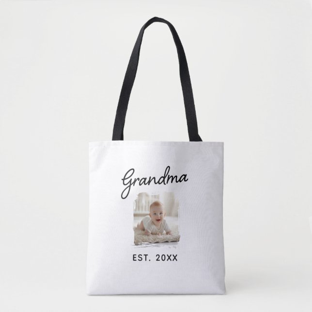Bolso De Tela Best Grandma Ever Photo Est. Year  (Anverso)