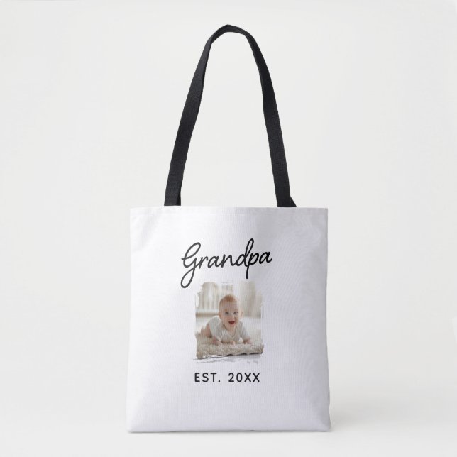 Bolso De Tela Best Grandpa Ever Photo Est. Year  (Anverso)