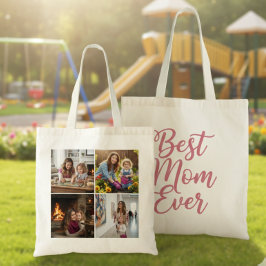Bolso De Tela Best Mom Ever Custom 4 Photo Collage Pink Tote Bag