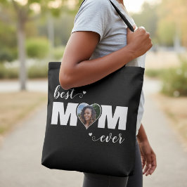 Bolso De Tela Best Mom Ever Heart Photo Mother's Day Black