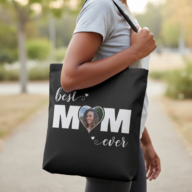 Bolso De Tela Best Mom Ever Heart Photo Mother's Day Black (Best Mom Ever Heart Photo Mother's Day Black Tote Bag
)