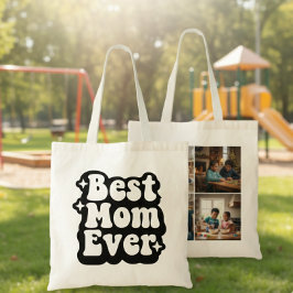 Bolso De Tela Best Mom Ever Retro Groovy 4 Photo Collage