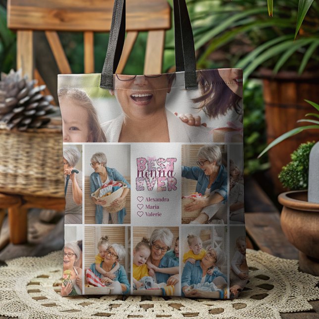 Bolso De Tela Best Nonna Ever Floral 10 Photo Collage (Subido por el creador)