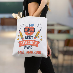 Bolso De Tela Best teacher ever, Customized Cotton Canvas Tote 