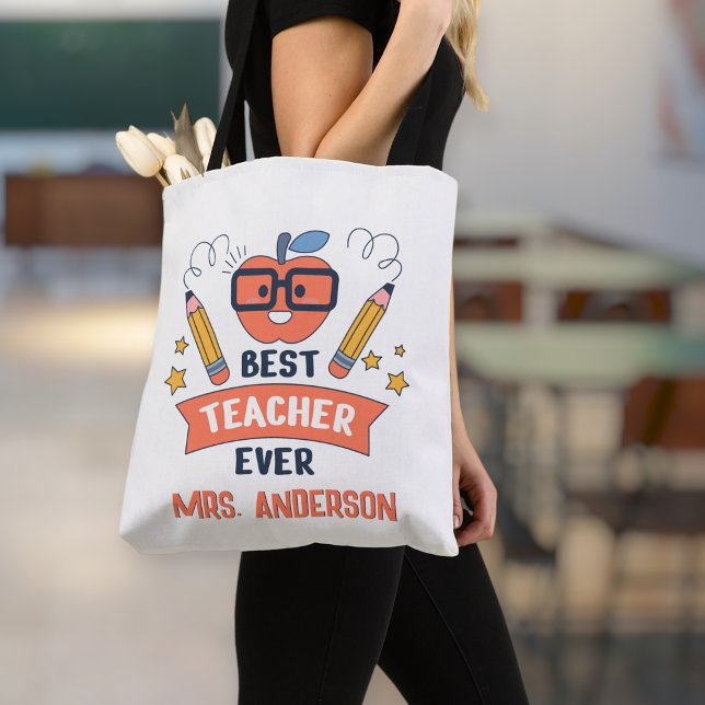 Bolso De Tela Best teacher ever, Customized Cotton Canvas Tote  (Subido por el creador)