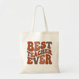 Bolso De Tela Best Teacher Ever – Retro Wavy Teacher Design
