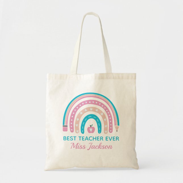 Bolso De Tela Best Teacher Ever  - Teacher Appreciation Gift (Frente)