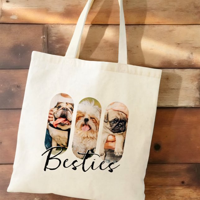 Bolso De Tela Besties Mascota Simple Modern Playful Three Photo (Subido por el creador)