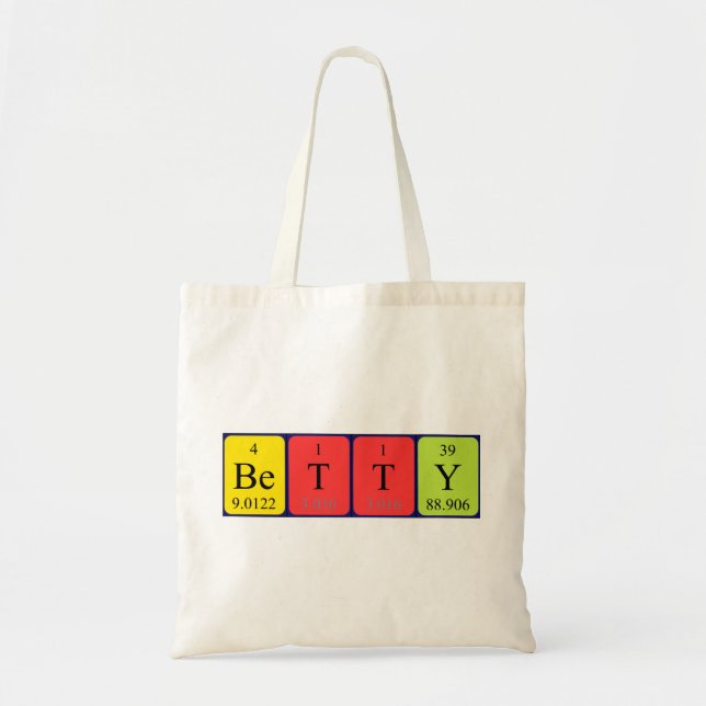 Bolso De Tela Betty nombre de tabla periódica (Frente)