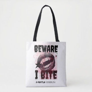 Bolso De Tela BEWARE I BITE - Grunge Vampire Aesthetic Y2K Goth 