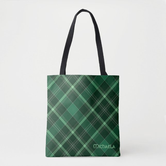 Bolso De Tela Bhreacain Uaine Plaid (Anverso)