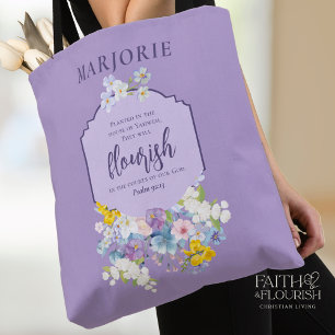 Bolso De Tela Biblia floral acuarela versus morado personalizado