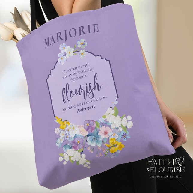 Bolso De Tela Biblia floral acuarela versus morado personalizado (Subido por el creador)