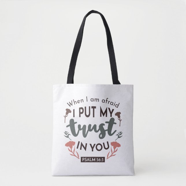 Bolso De Tela Biblia floral contra arte 'Puse mi confianza en ti (Anverso)