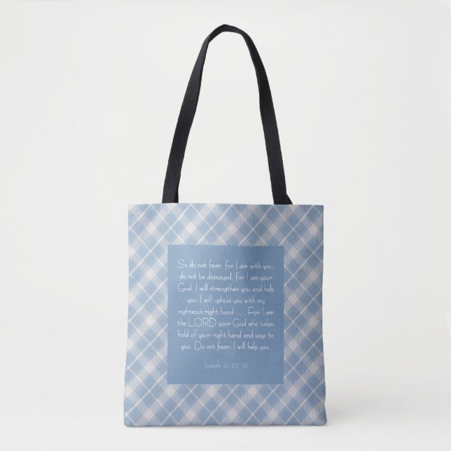 Bolso De Tela Biblia personalizable Verse Isaiah 41:10, 13 (Anverso)