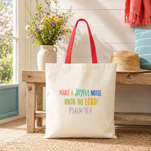 Bolso De Tela Biblia Verso Colorido Haz un Ruido Alegre
