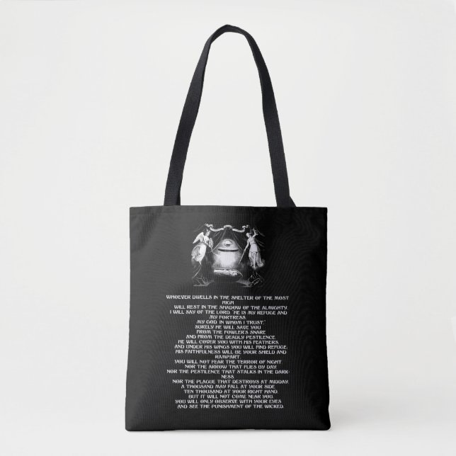 Bolso De Tela bíblica cita salmo 91 ángeles Arte religioso (Anverso)