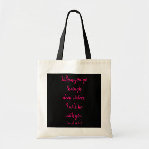 Bolso De Tela Bíblica rosa y negra fina Verse