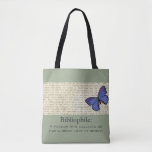 Bolso De Tela Bibliófilo-Mariposa-Sofisticado-Bolso-Tote
