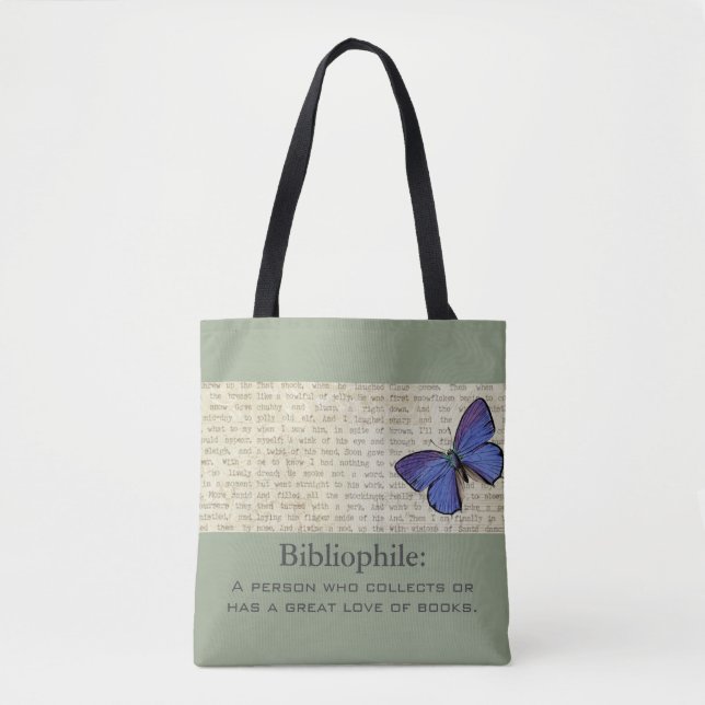 Bolso De Tela Bibliófilo-Mariposa-Sofisticado-Bolso-Tote (Anverso)