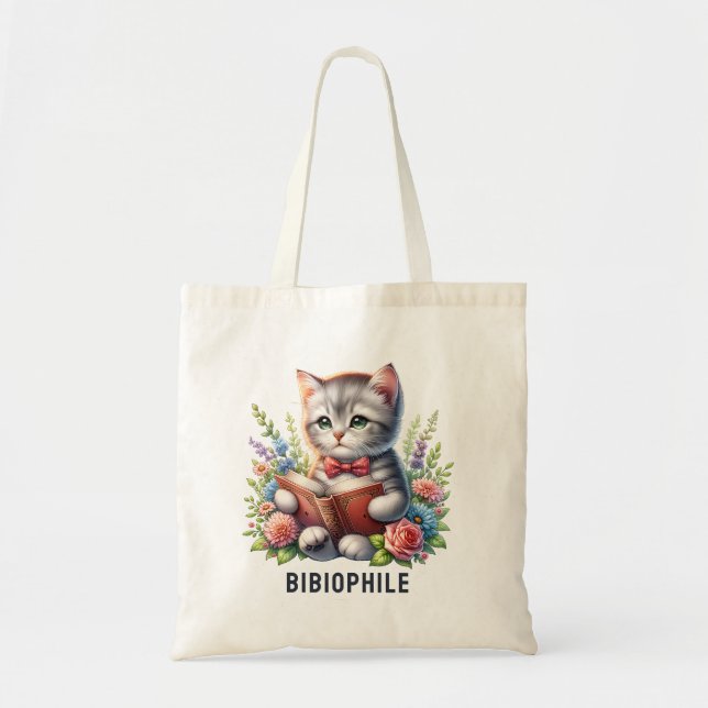 Bolso De Tela Bibliophile Cute Car Leyendo Un Libro (Frente)